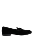Dolce & Gabbana Black Velvet Loafers Formal Men Dress Shoes