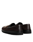 Dolce & Gabbana Brown Suede DG Family Slip On Flats Shoes