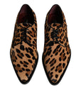 Dolce & Gabbana Brown Leopard Derby Formal Men Dress Shoes