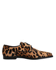 Dolce & Gabbana Brown Leopard Derby Formal Men Dress Shoes