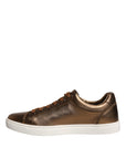 Dolce & Gabbana Gold Leather Logo London Men Sneaker Shoes