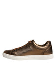 Dolce & Gabbana Gold Leather Logo London Men Sneaker Shoes