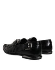 Dolce & Gabbana Black Embellished Derby Monk Strap Shoes