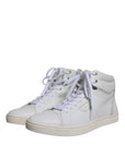 Dolce & Gabbana White Leather Mid Top Men Sneakers Shoes