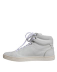 Dolce & Gabbana White Leather Mid Top Men Sneakers Shoes