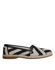 Dolce & Gabbana Black White Stripes Slip On Espadrille Shoes