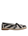 Dolce & Gabbana Black White Stripes Slip On Espadrille Shoes