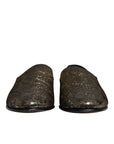 Dolce & Gabbana Gold Jacquard Flats Men Loafers Dress Shoes