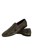 Dolce & Gabbana Gold Jacquard Flats Men Loafers Dress Shoes