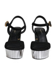 Dolce & Gabbana Black Mirror Heels Platform Sandals Shoes