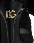 Dolce & Gabbana Black Stretch Taormina Lace Boots Shoes
