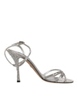 Dolce & Gabbana Silver Crystal Ankle Strap Sandals Shoes