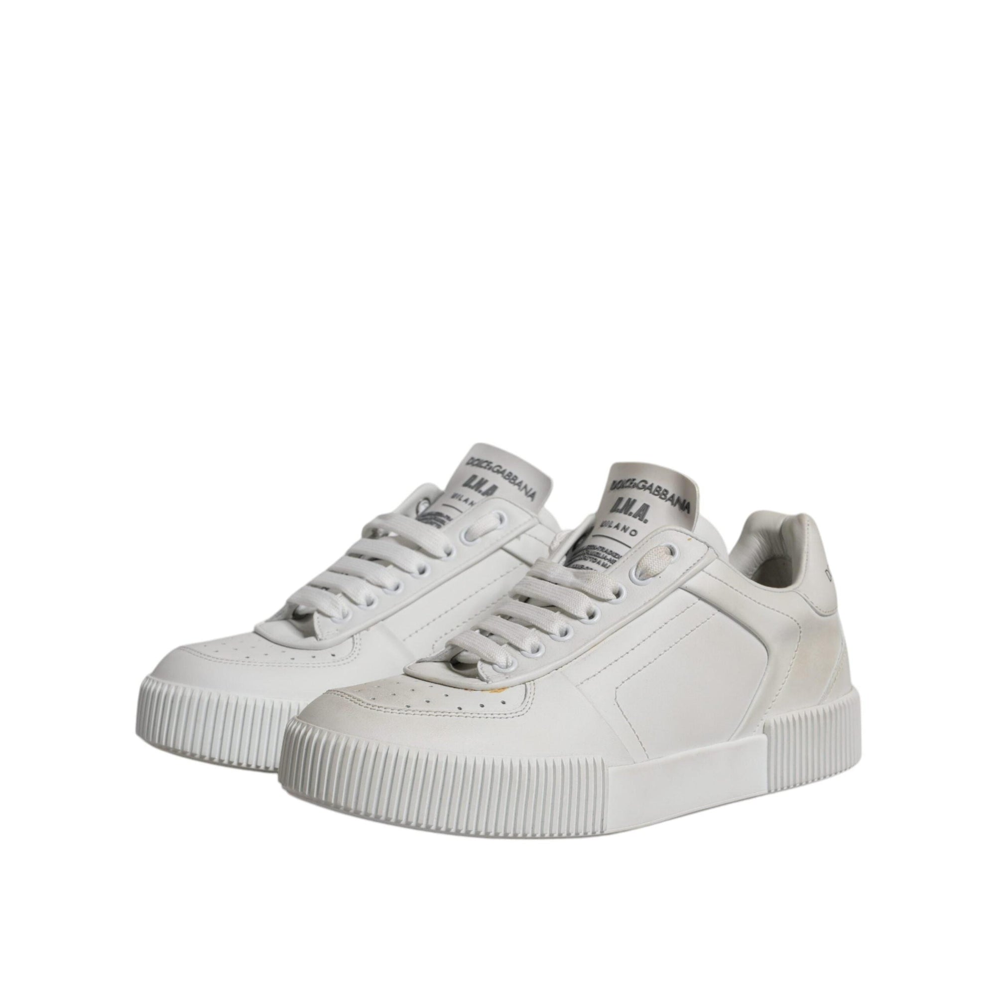Dolce & Gabbana White Miami Leather Low Top Sneakers Shoes