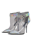 Dolce & Gabbana Silver Iridescent Pointed Short Boots Shoes