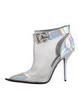 Dolce & Gabbana Silver Iridescent Pointed Short Boots Shoes