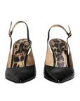 Dolce & Gabbana Black Leather High Heels Slingbacks Shoes