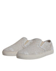 Dolce & Gabbana White Floral Lace Slip On Loafers Shoes