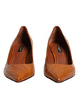 Dolce & Gabbana Brown Leather Kitten Heels Pumps Shoes