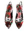 Dolce & Gabbana Multicolor Leather Crystal Heels Slingback Shoes