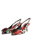 Dolce & Gabbana Multicolor Leather Crystal Heels Slingback Shoes