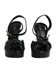 Dolce & Gabbana Black Leather Platform Heels Sandals Shoes
