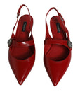 Dolce & Gabbana Red Leather Slingback Flats Sandals Shoes