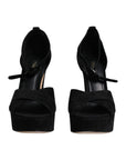 Dolce & Gabbana Black Leather Platform Heels Sandals Shoes