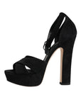 Dolce & Gabbana Black Leather Platform Heels Sandals Shoes