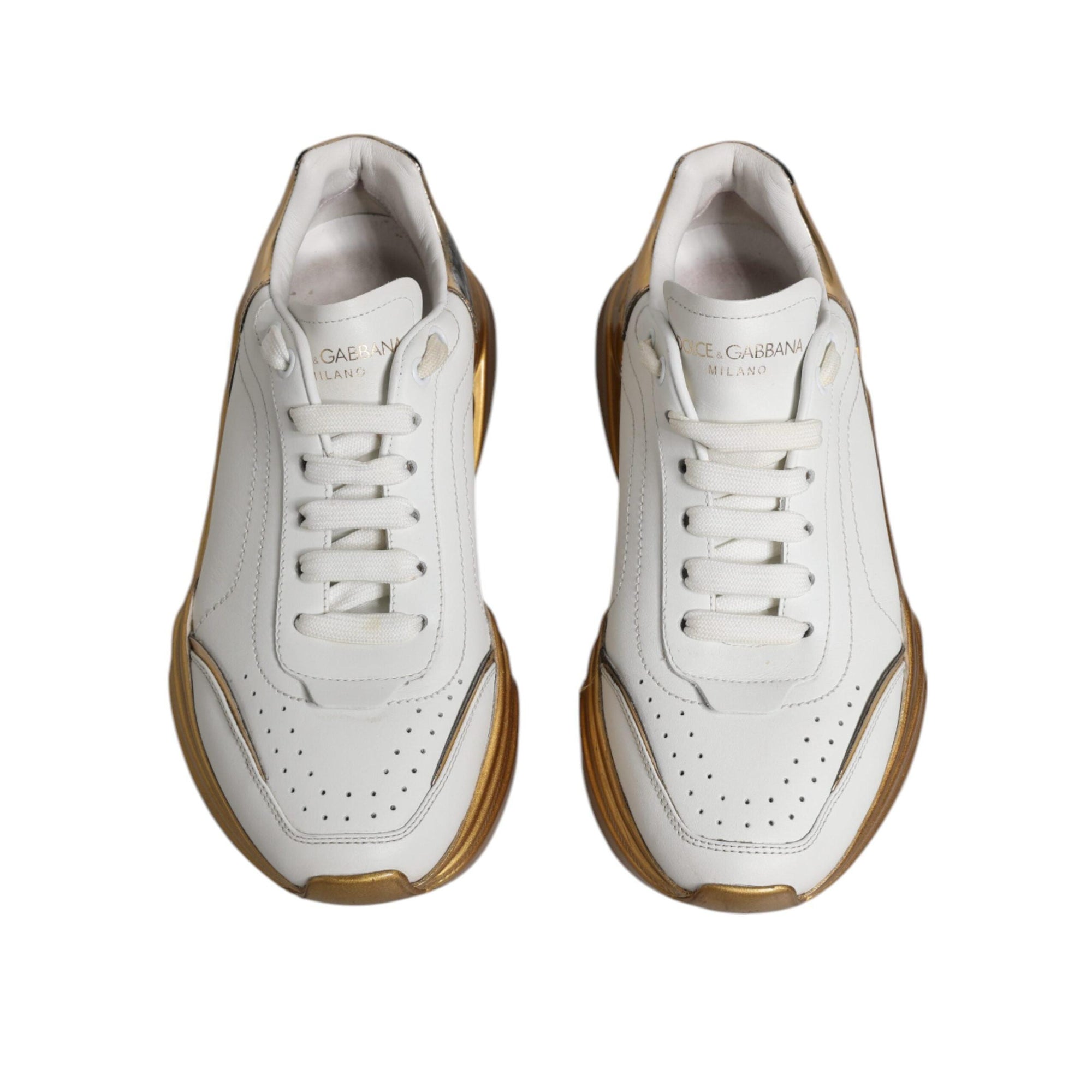 Dolce & Gabbana White Gold Daymaster Low Top Sneakers Shoes