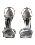 Dolce & Gabbana Silver KEIRA Heels Ankle Strap Sandals Shoes