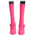 Dolce & Gabbana Pink Nylon Crystal Vally High Boots Shoes
