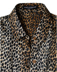 Dolce & Gabbana Brown Leopard Print Short Sleeves Blouse Top