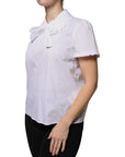 Valentino White Cotton Short Sleeves Collared Blouse Top