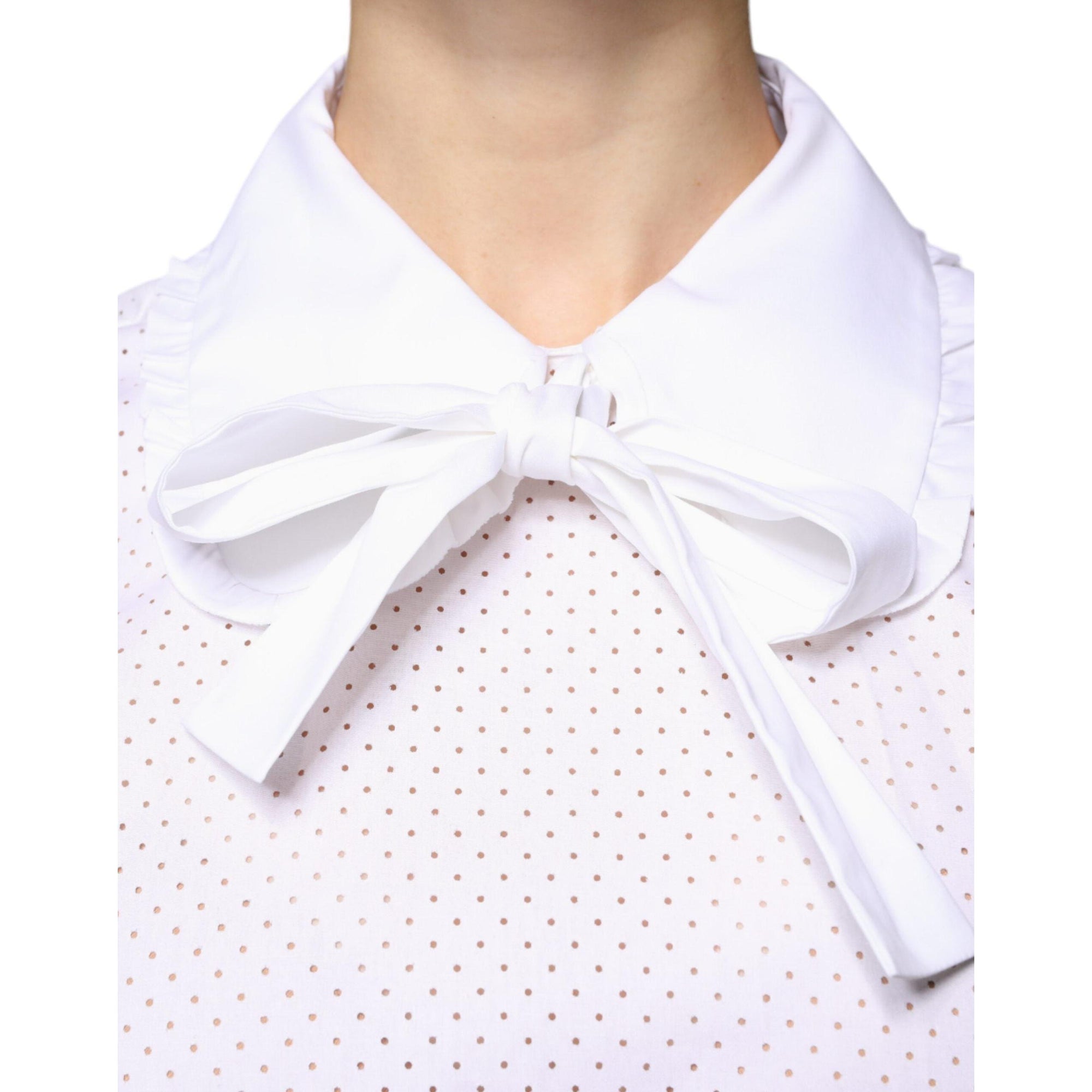 Valentino White Cotton Short Sleeves Collared Blouse Top