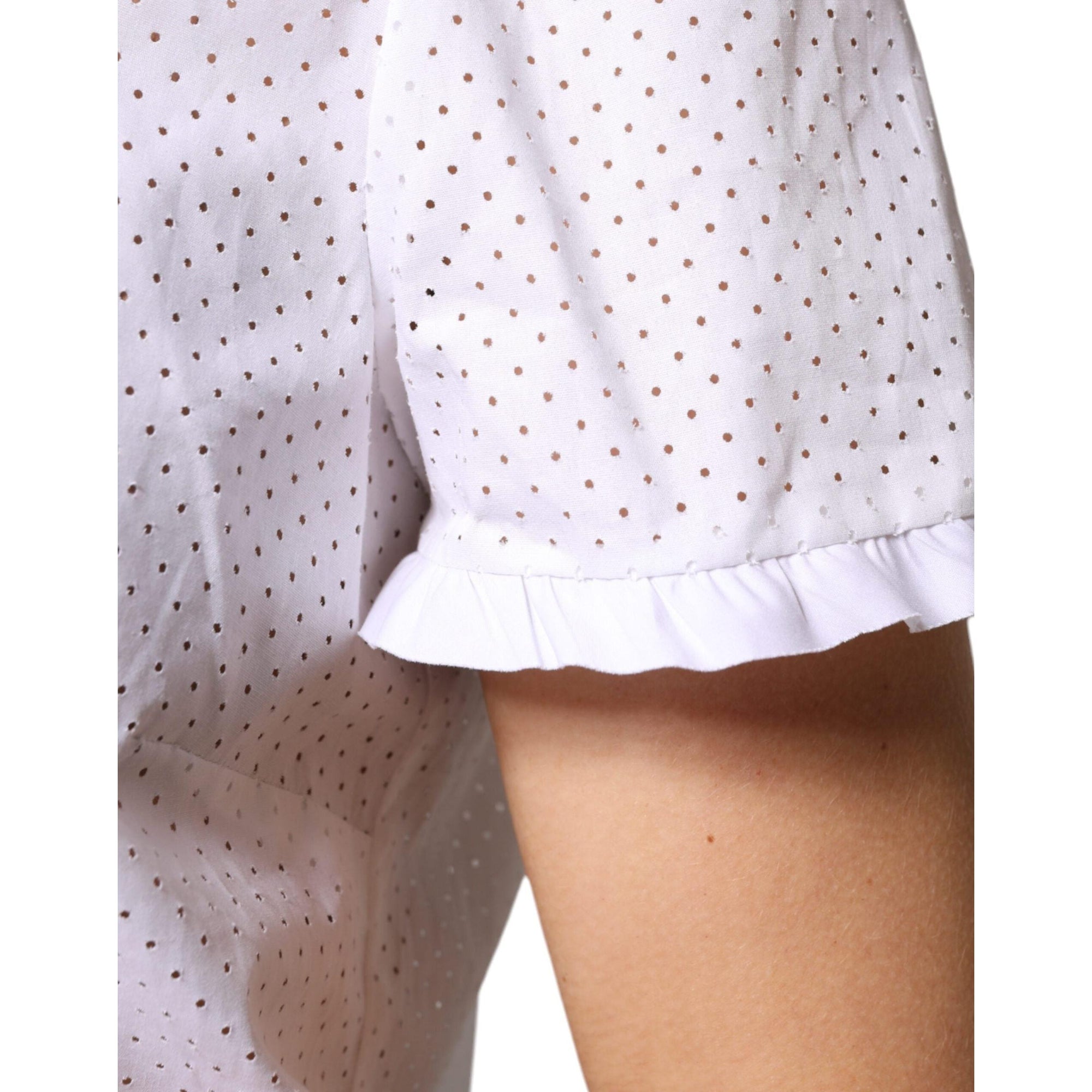 Valentino White Cotton Short Sleeves Collared Blouse Top