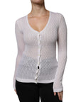 Dolce & Gabbana White Silk Button Down Cardigan Sweater