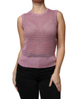 Dolce & Gabbana Pink Mesh See Through Sleeveless Tank Top
