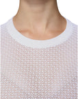 Dolce & Gabbana White Mesh See Through Long Sleeves Top