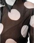 Dolce & Gabbana Black White Polka Dots Silk Long Sleeves Top