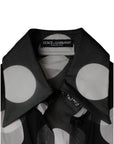 Dolce & Gabbana Black White Polka Dots Silk Long Sleeves Top
