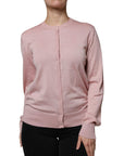 Dolce & Gabbana Pink Wool Knit Button Down Cardigan Sweater