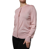 Dolce & Gabbana Pink Wool Knit Button Down Cardigan Sweater