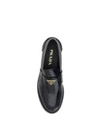 Prada Black Leather Logo Loafers