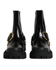 Dolce & Gabbana Black Leather Slip On Stretch Trekking Boots Shoes