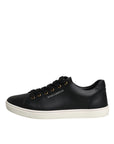 Dolce & Gabbana Black Leather Logo London Sneaker Shoes