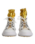 Dolce & Gabbana White Nylon Galileo High Top Sneakers Shoes