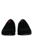 Dolce & Gabbana Black Velvet Loafers Formal Men Dress Shoes