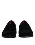 Dolce & Gabbana Black Velvet Loafers Formal Men Dress Shoes