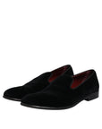 Dolce & Gabbana Black Velvet Loafers Formal Men Dress Shoes