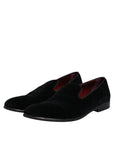 Dolce & Gabbana Black Velvet Loafers Formal Men Dress Shoes